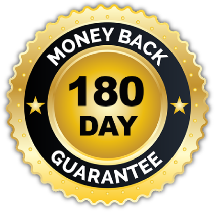 Gluconite 180-day satisfaction guarantee badge symbolizing customer trust, reliability, and secure purchase